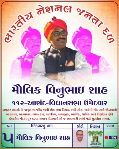 112-Anand Legislative Assembly (Candidate : Molikkumar Vinodchandra Shah) 